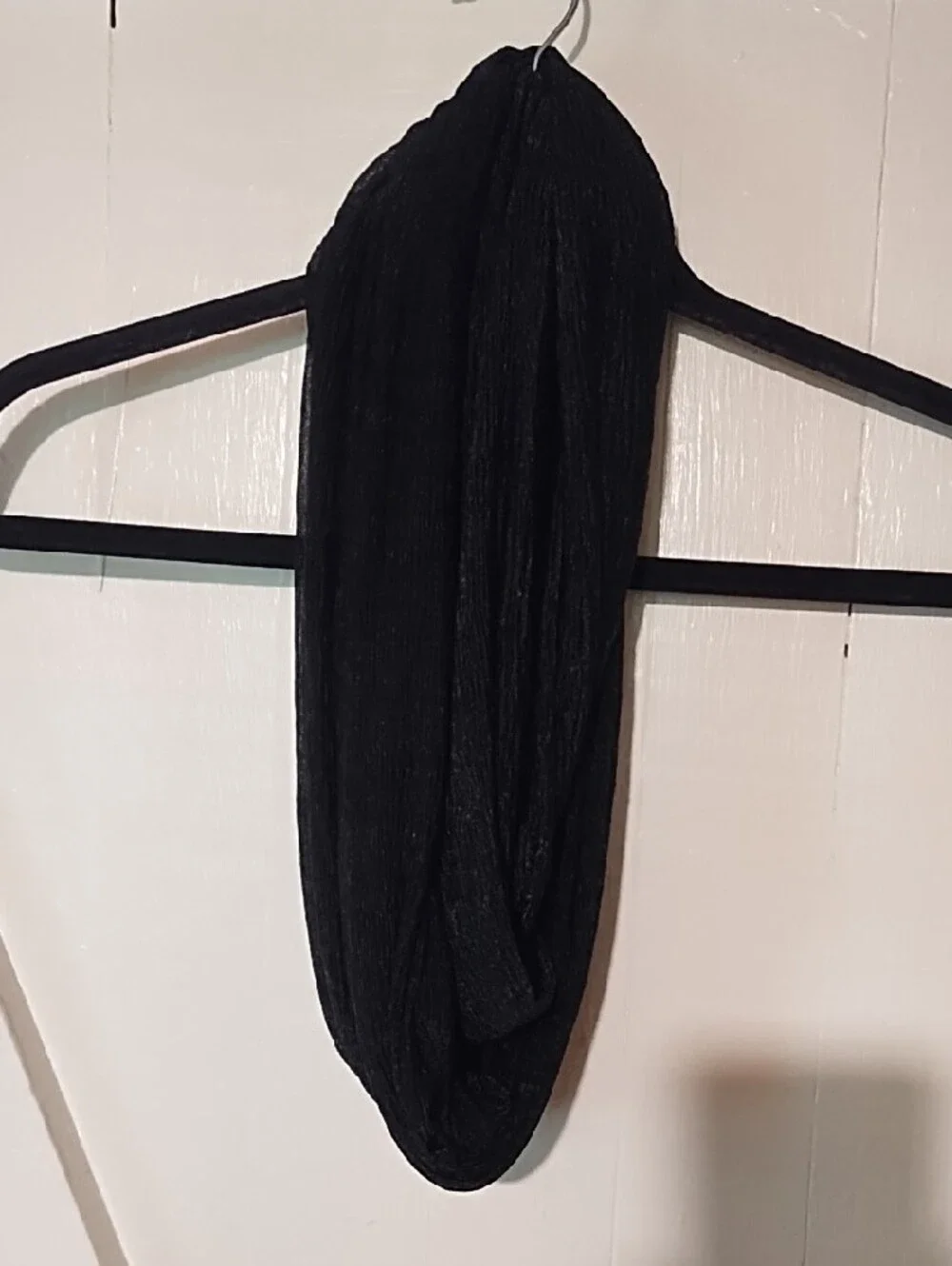 Black Long Infinity Knit Scarf Glitter EUC.